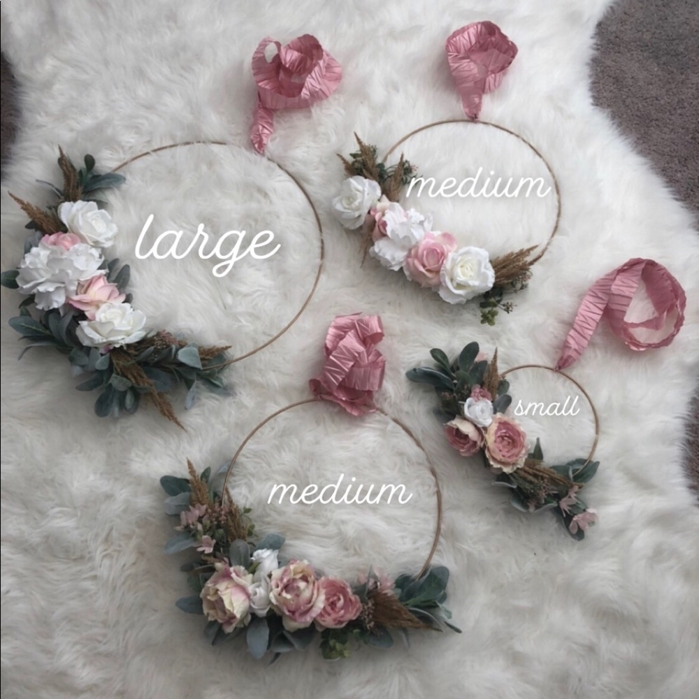 Set of 3 Floral Hoop Wreaths